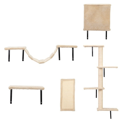 5 Pieces Of Multi-storey Wall-mounted Indoor Cat Tree Furniture With S