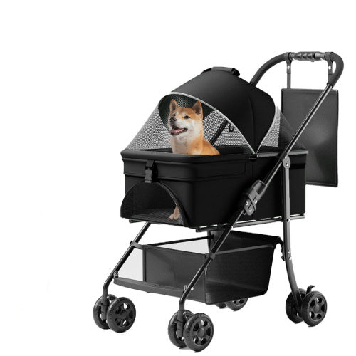 2 In 1 Folding Dog Stroller, Pet Folding Stroller, 4 Wheels Dog Cat