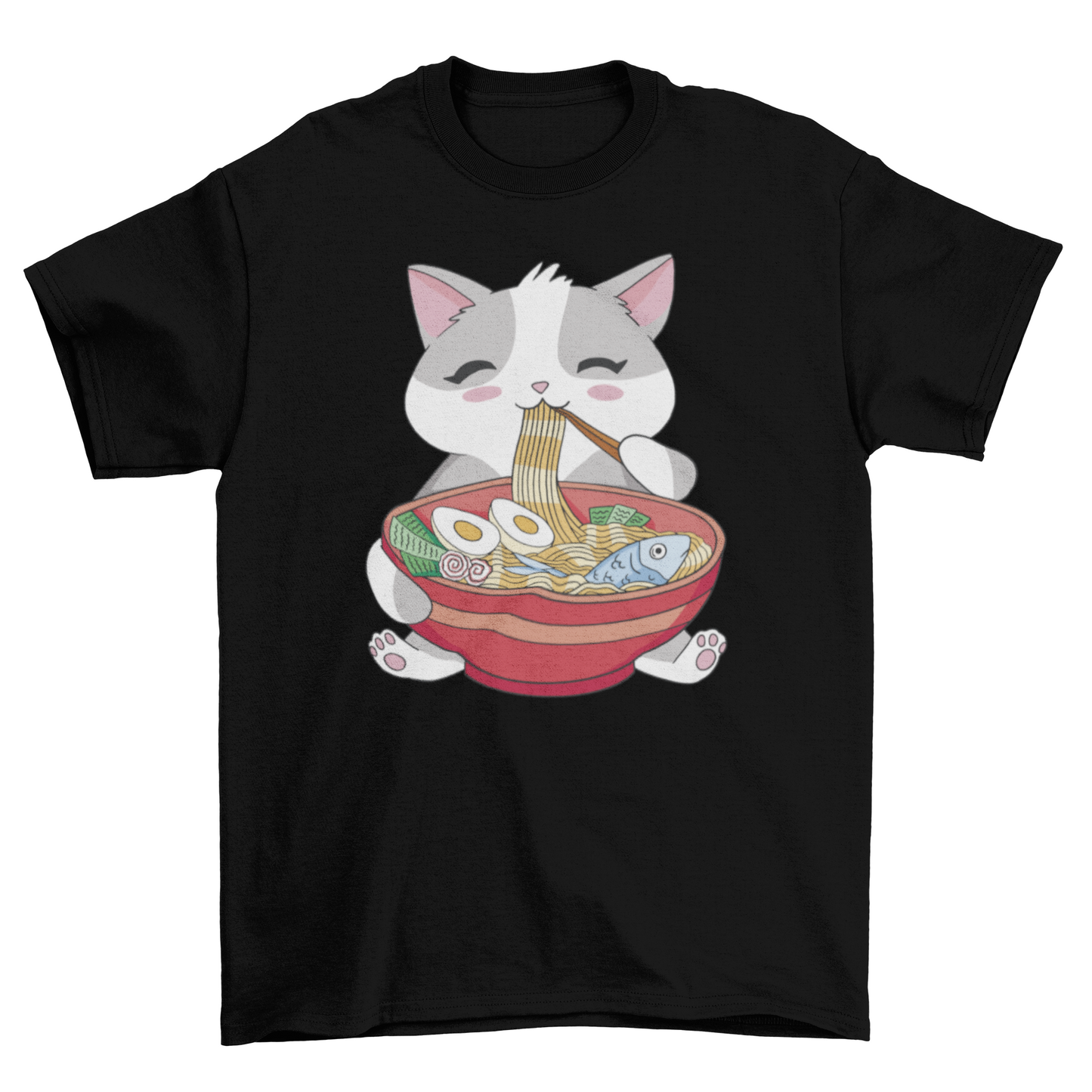 Cat eating ramen t-shirt