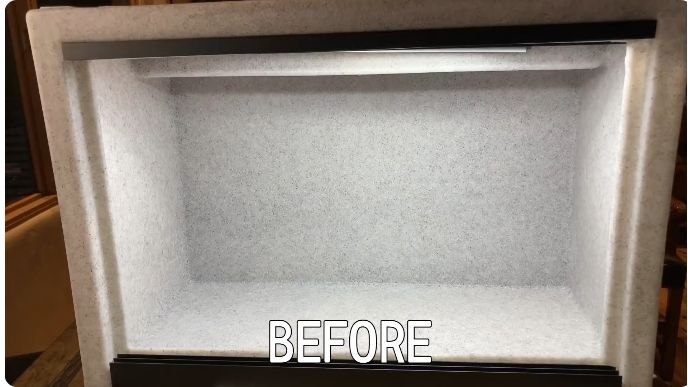 The empty enclosure at 00:00 in Simply Betta’s original 2021 build video, with the creator’s BEFORE label preserved.